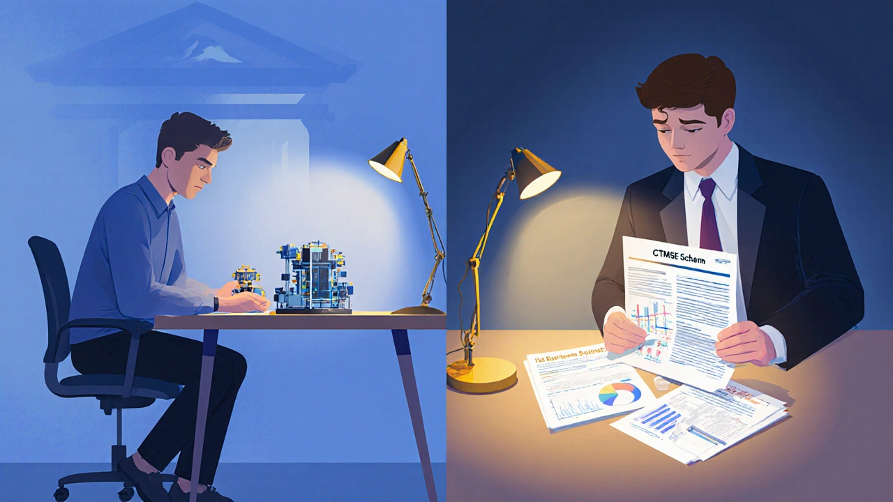 Startup founder and bank officer reviewing business plan with financial projections