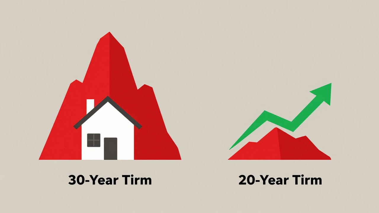 Two home loan timelines showing high vs low interest costs over time.