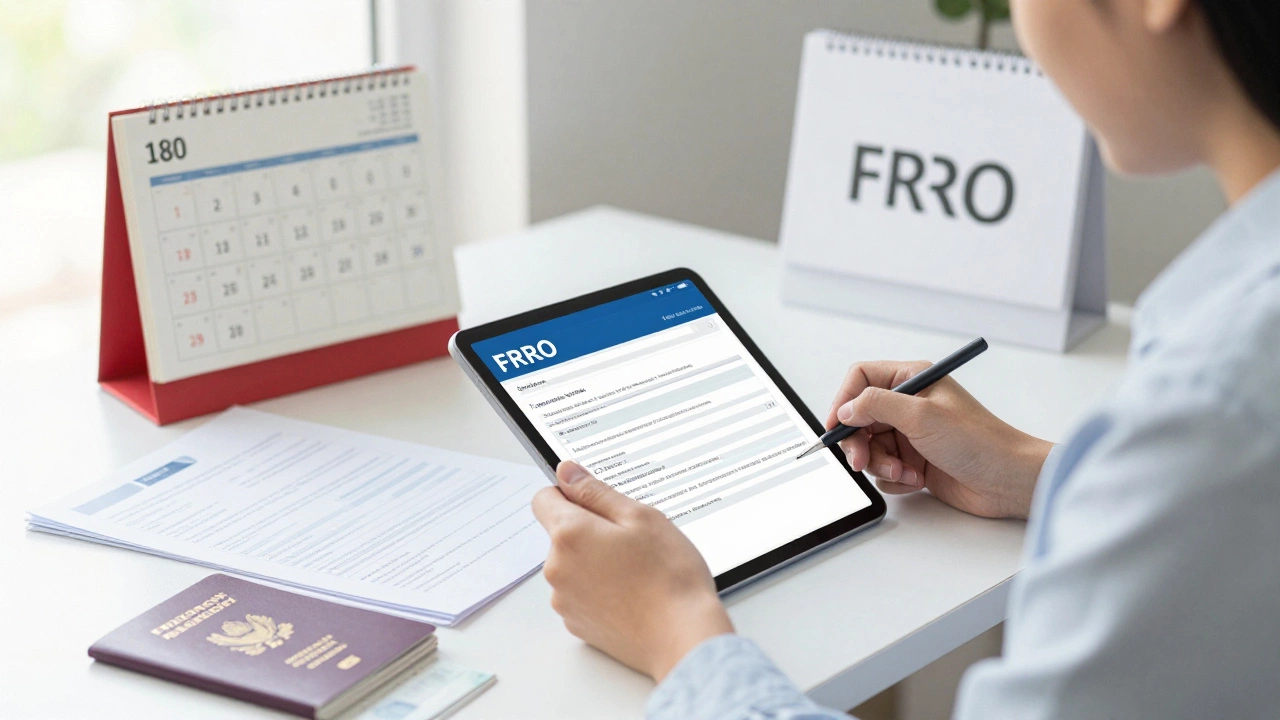 Person registering online with FRRO after 180 days in India