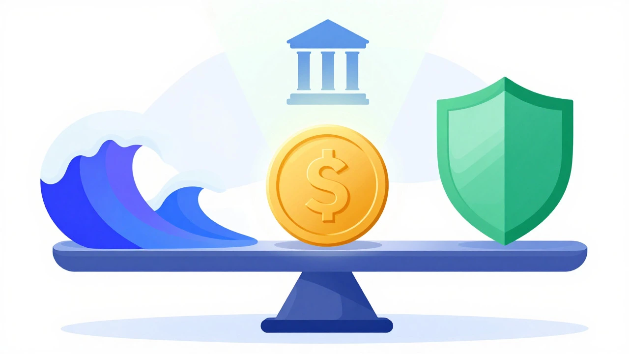 Conceptual art of scales balancing gold and market risk