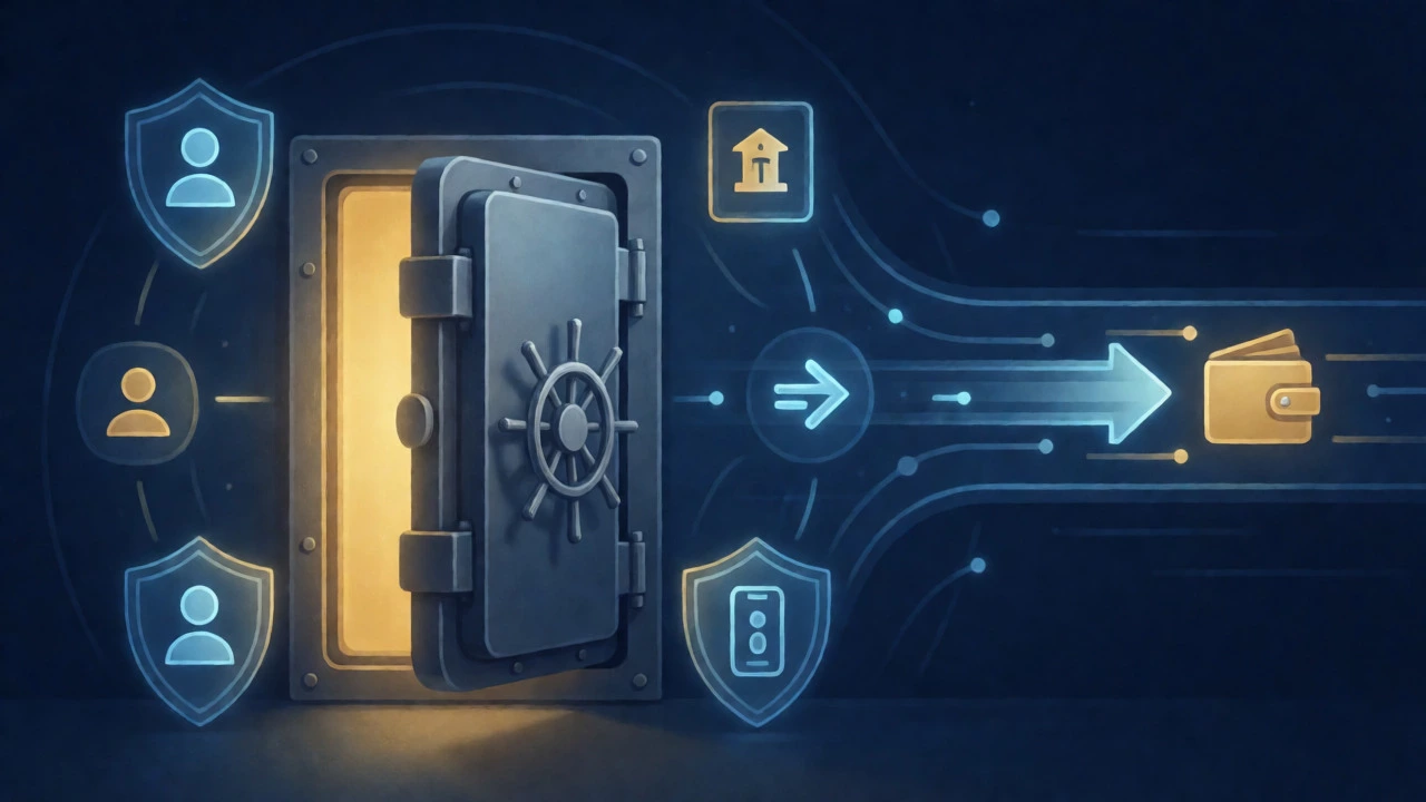 Abstract vault and digital shields representing secure early tax filing