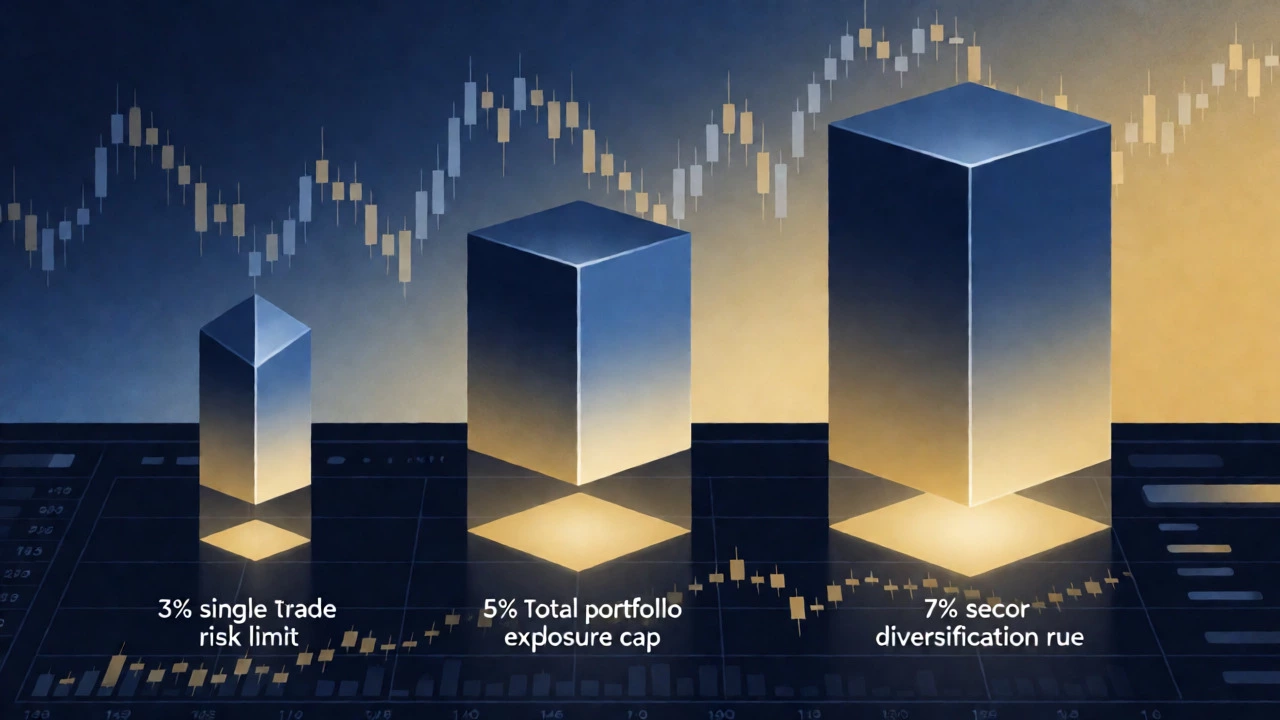Abstract visualization of 3-5-7 risk management rules